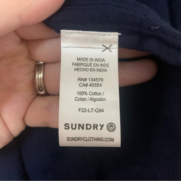ANTHROPOLOGIE Sundry Boho Tunic Dress Navy Blue Size Medium New NWT - Picture 15 of 16